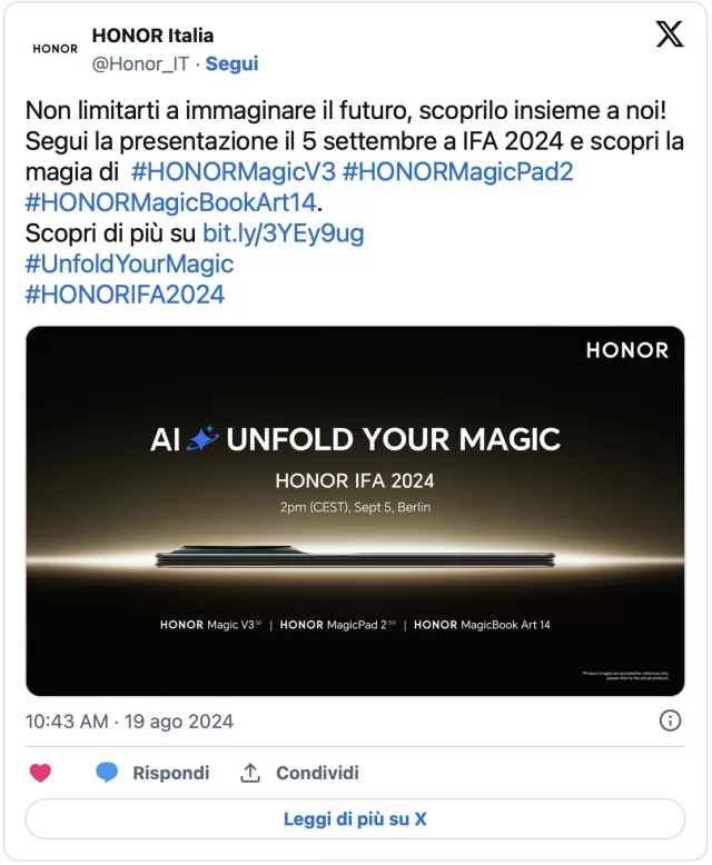 HONOR Magic V3: zbulohet data e lançimit në Evropë